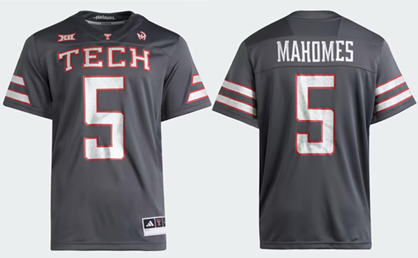 Men's Gray Texas Tech Red Raiders #5 Patrick Mahomes II Jersey